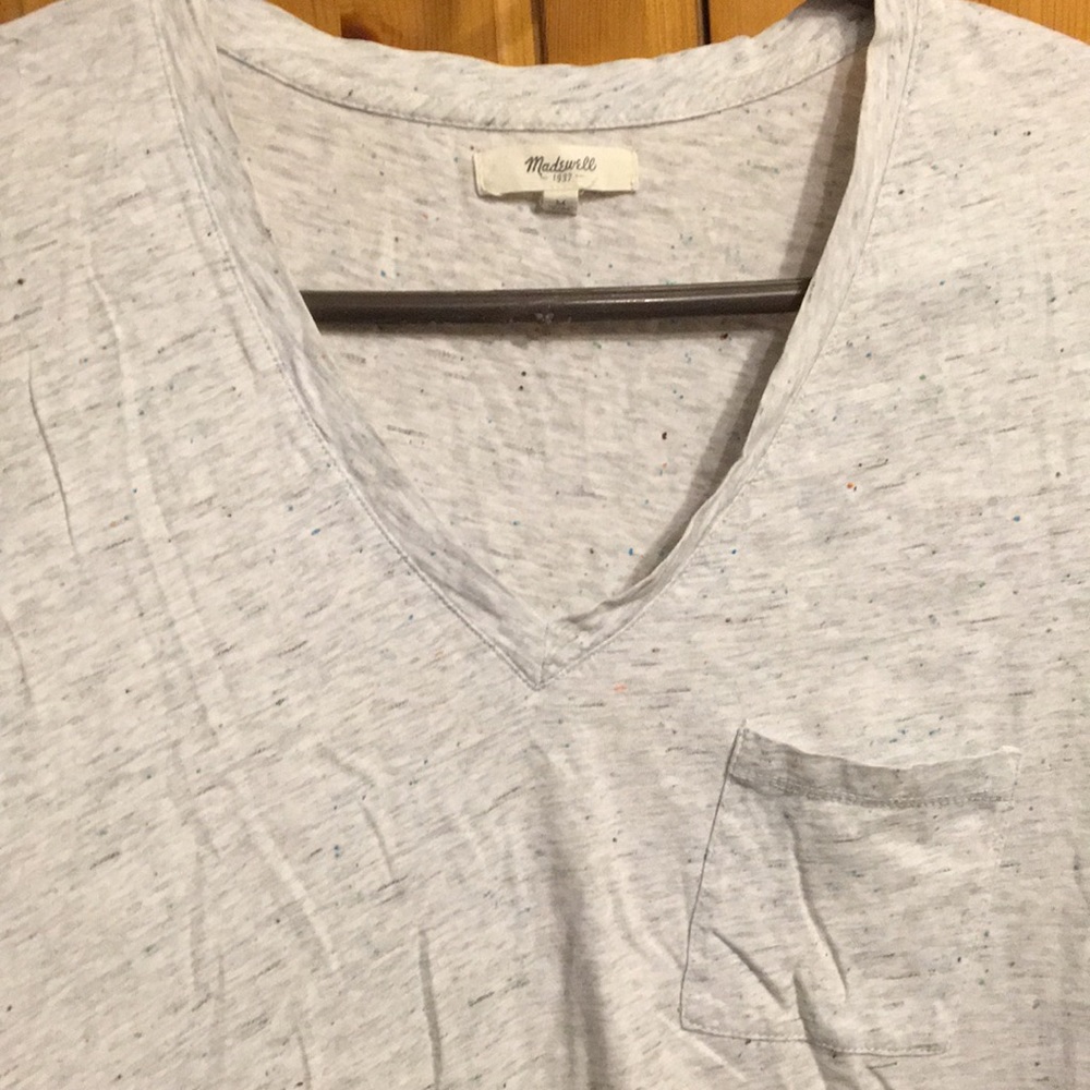 MADEWELL BASIC GREY V NECK TEE SIZE MEDIUM